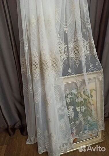 Тюль вышивка на грек сетке новый