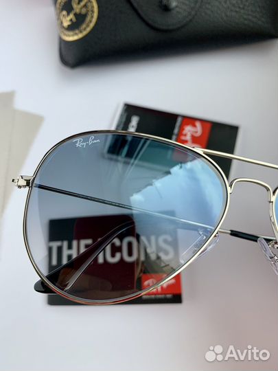 Очки Ray Ban Aviator авиаторы голубые