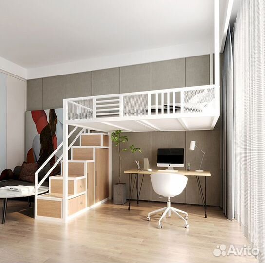 Кровать чердак в стиле лофт для подростка