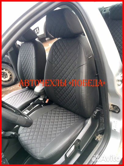 Чехлы Ford Focus 2 из экокожи чёрные Ромб