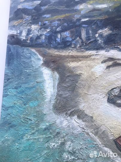 Картина маслом море и горы