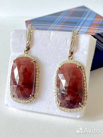 Серьги серебро с сапфиром и бриллиантами