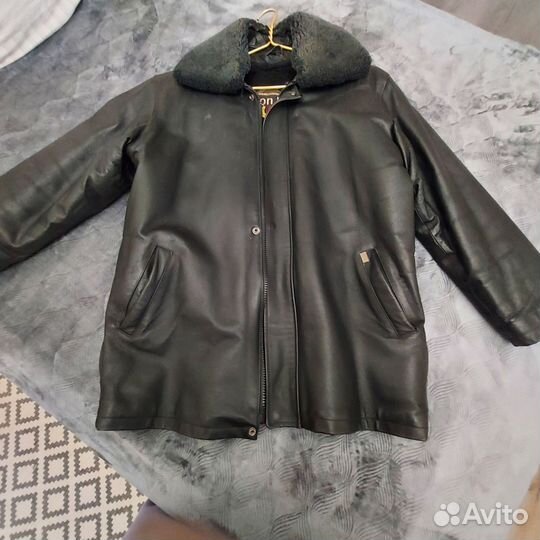 Куртка кожаная мужская зимняя, 50-52 р-р