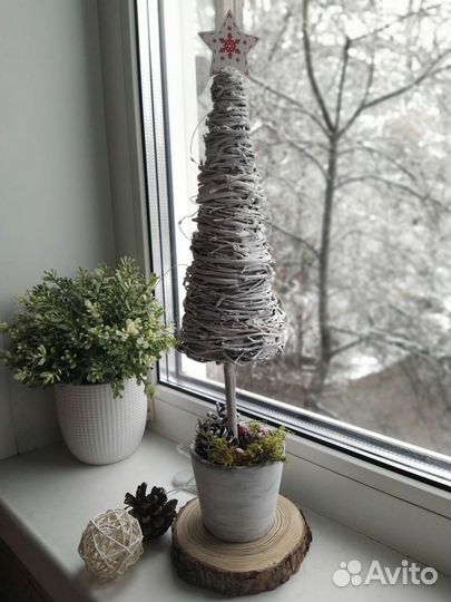 Елка плетёная из веток ручной работы (подарок)