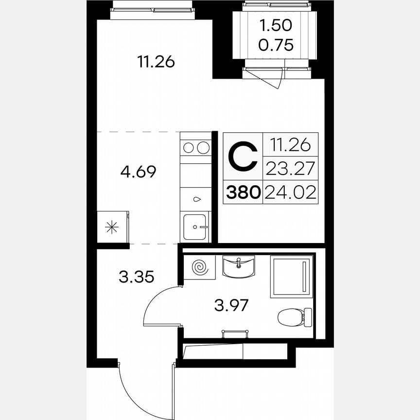 Квартира-студия, 24 м², 8/9 эт.