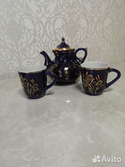 Гжель чайный набор чайник кружки сервиз