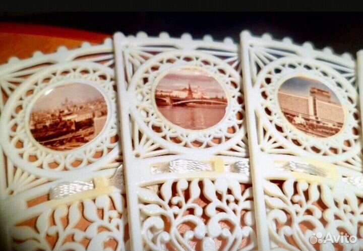 Веер ажурный винтаж СССР «Виды Москвы»