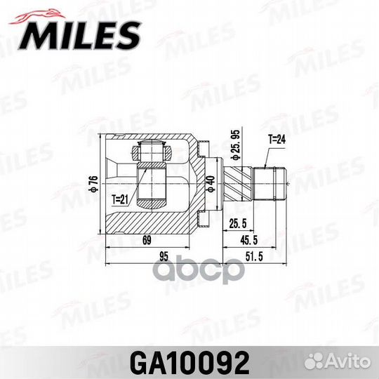 ШРУС Nissan Almera 00-06 внут. ga10092 Miles