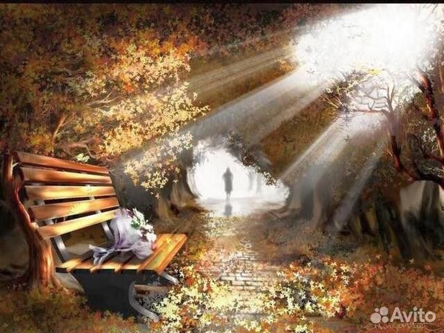 Рисование по номерам 40*50 Скамья в парке