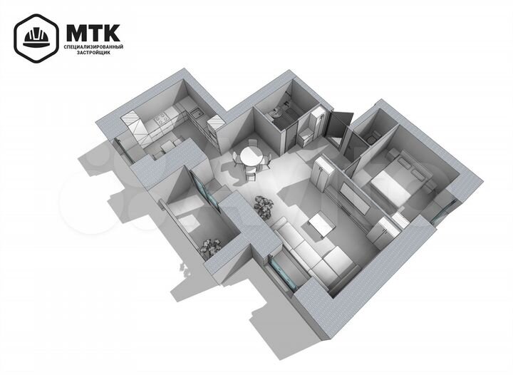 2-к. квартира, 54,9 м², 5/8 эт.