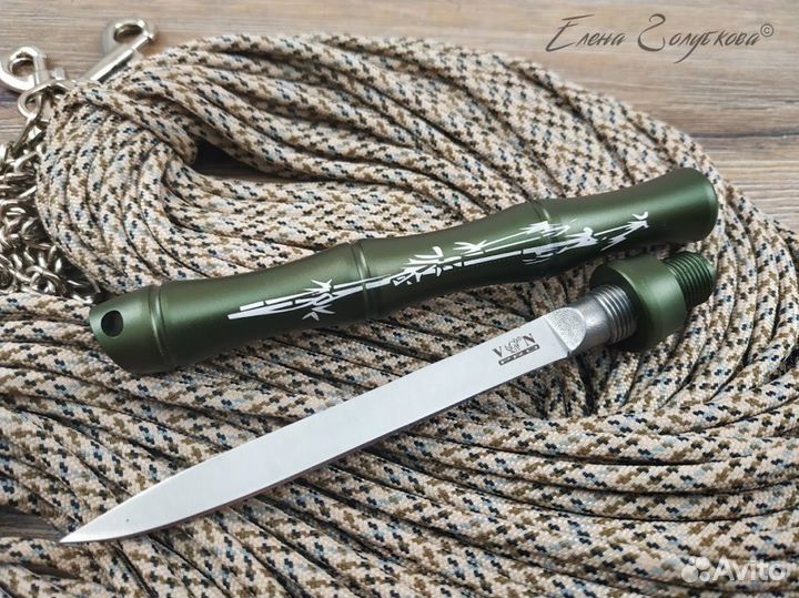 Нож на резьбе Бамбук K097-2 зелёный