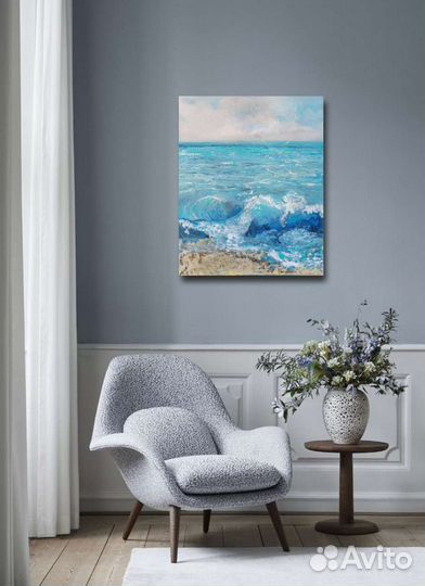 Картина море. Волна. Холст, масло 63х50