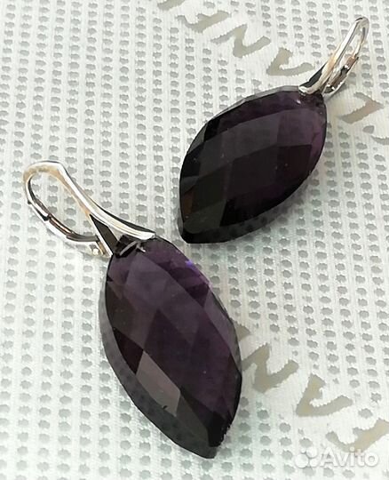 Серьги с кристаллом Сваровски серебрение С505