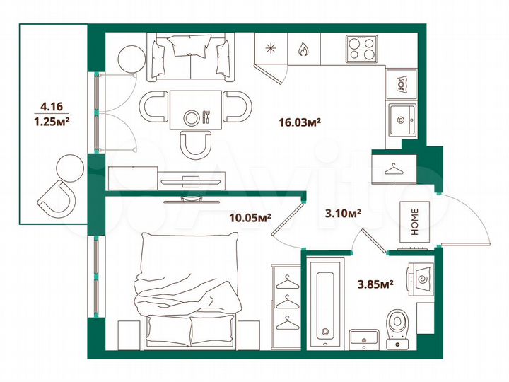 1-к. квартира, 34,3 м², 6/12 эт.