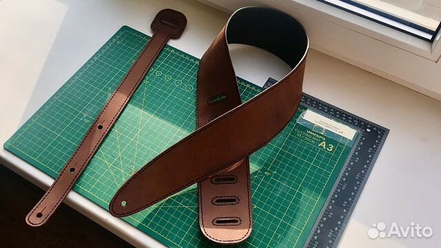Ремень для гитары, кожа, ручная работа
