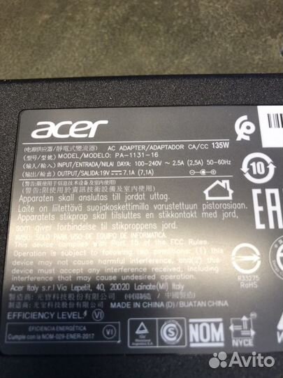 Блок питания Acer nitro 19в 7.1а оригинал