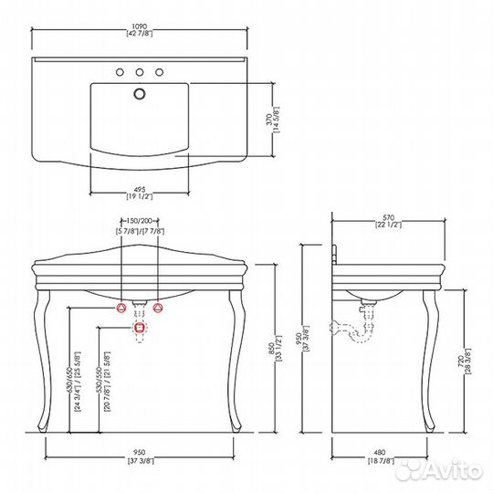 Консоль с раковиной Devon&Devon Colette 109 decol