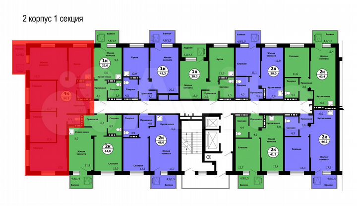 4-к. квартира, 96,5 м², 18/19 эт.