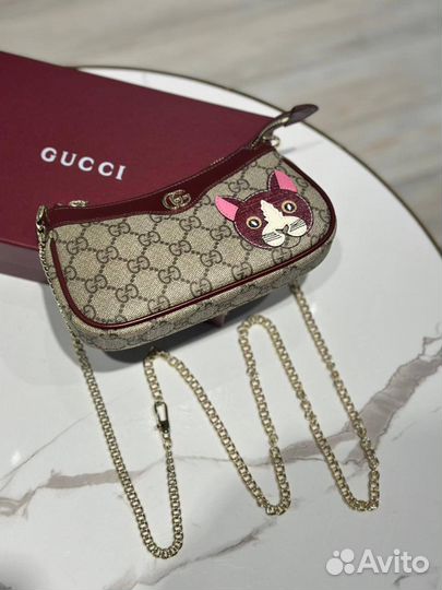 Gucci сумка mini GG cat detail