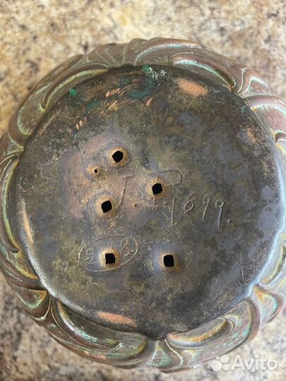 Ваза кашпо латунь ручная работа конец 19 века