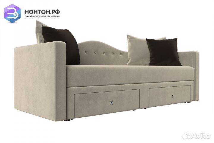 Детский прямой диван Дориан микровельвет бежевый