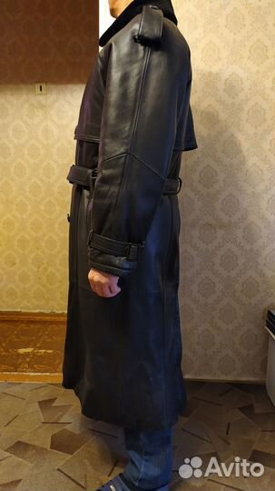 Кожаный плащ мужской