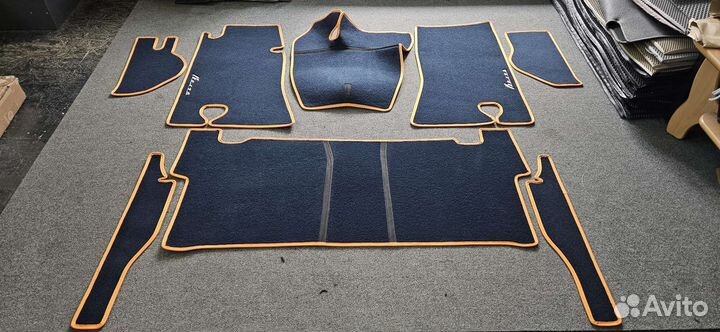 Автоковрики для газ-21-3, синие с оранж. кантом
