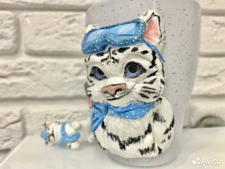 Новая кружка «Снежный барс сноубордист»+ ложка