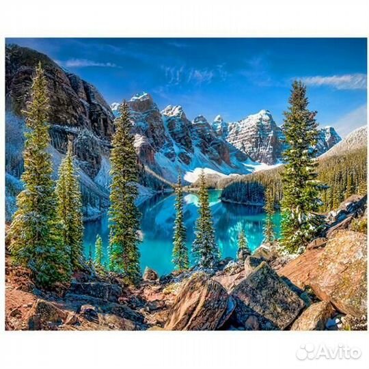 Картина по номерам 30x40 Озеро в окружении заснеже