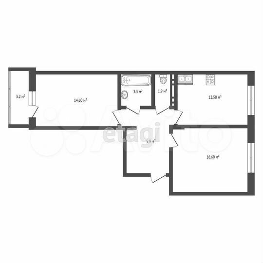 2-к. квартира, 58,8 м², 5/10 эт.