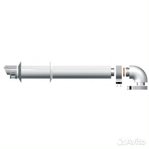 Комплект для горизонтального прохода дымохода чере