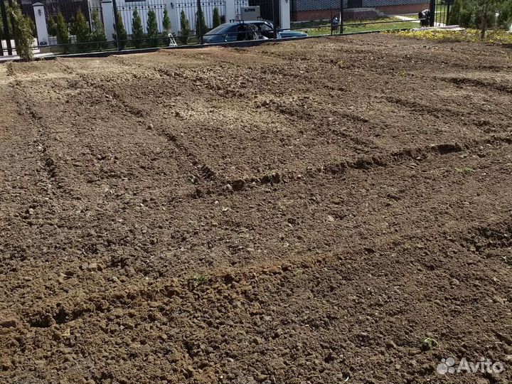 Вспашка земли, фрезеровка,уплотнение почвы, газон