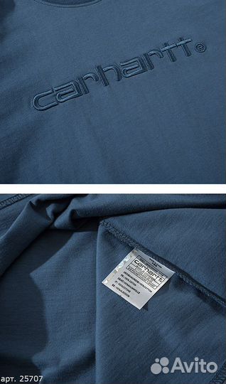 Футболка Carhartt no logo oversize синяя