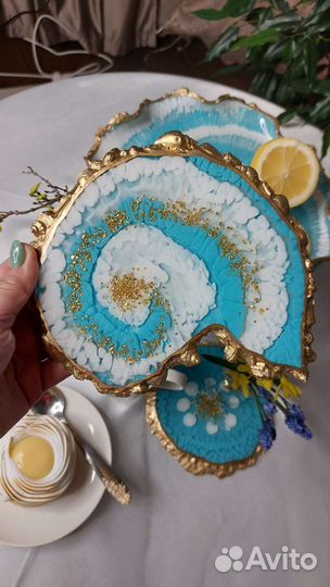 Подарок эпоксидная смола ваза подстаканники