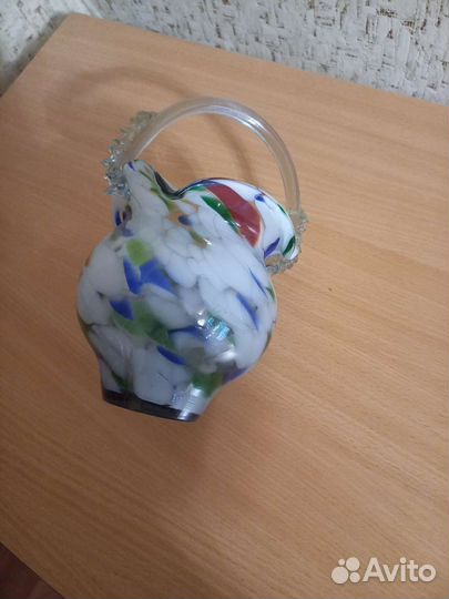 Ваза конфетница цветное стекло