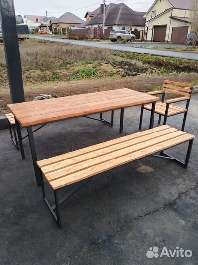 Скамейка садовая со столиком