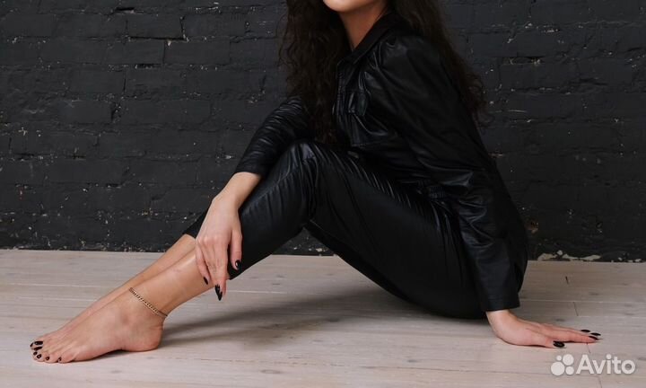 Кожаный комбинезон с бахромой монализа