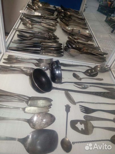 Мельхиоровые ложки вилки разные рисунки