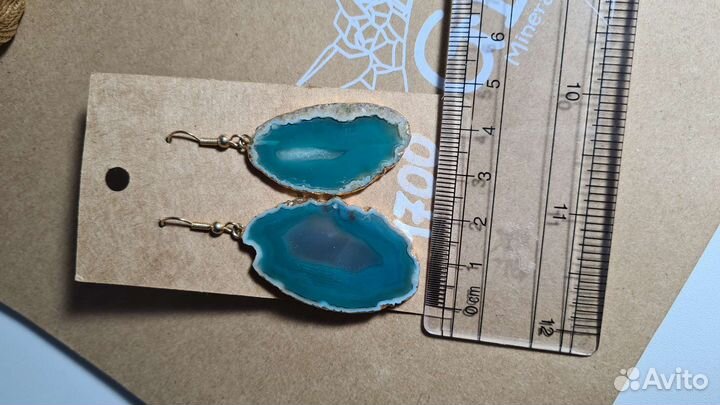 Серьги с кварца (агат зелёный)