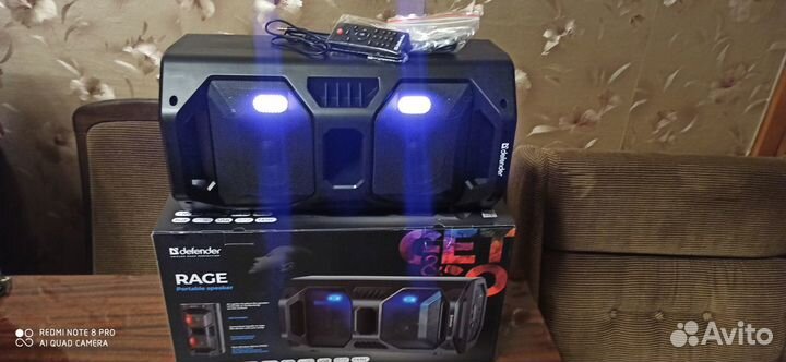 Defender Rage,50Вт/bluetooth/FM/USB/LED/TWS,новая