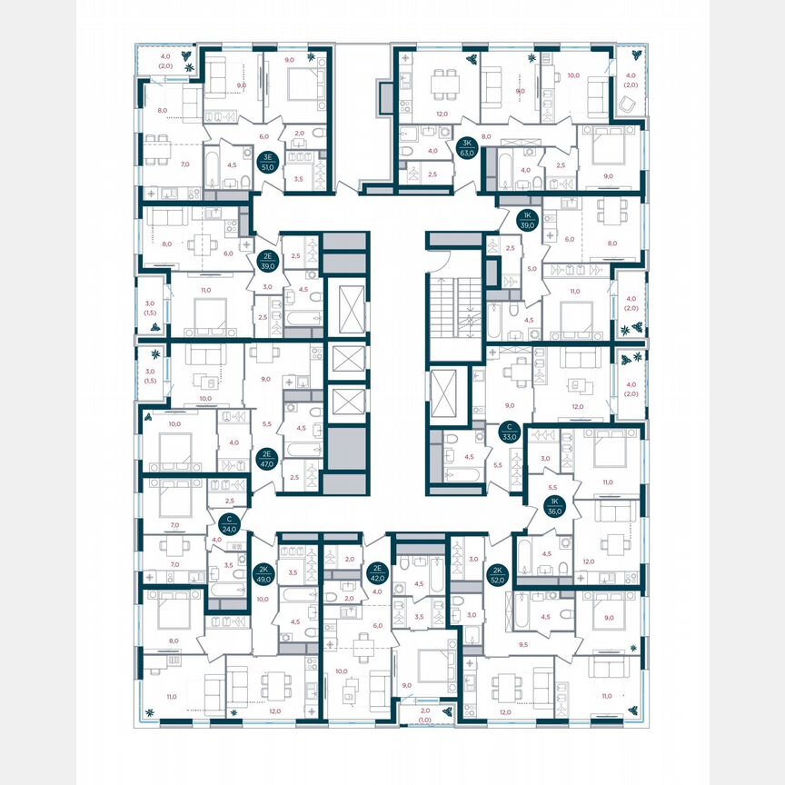 2-к. квартира, 47 м², 28/32 эт.