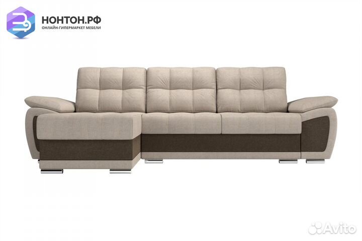 Диван угловой еврокнижка Нэстор рогожка бежевая