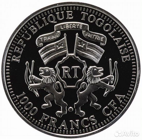 Серебрянная банковская монета 1000 Francs CFA