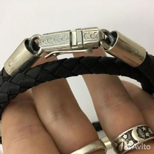 Кожаный гайтан на шею, 60 см серебро