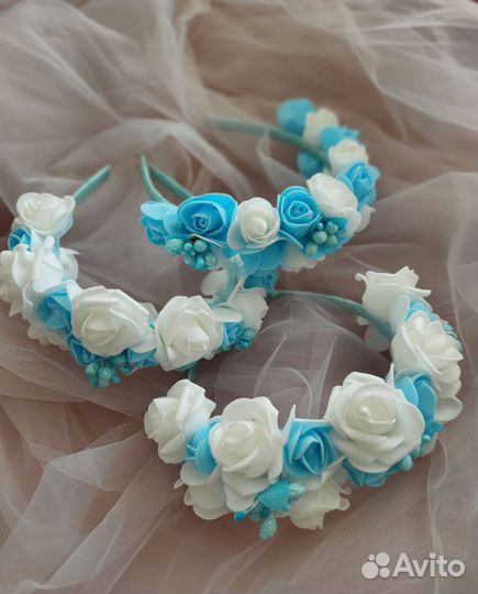 Ободок для волос с цветами ручной работы