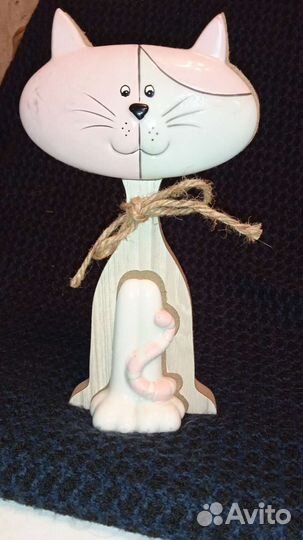 Фигурка Кошка Италия новая (дерево,керамика)