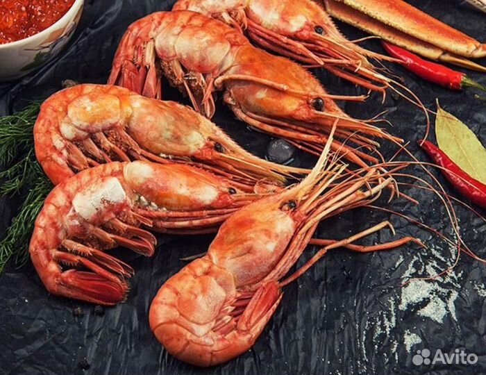 Раки вареные, креветки, лангустины