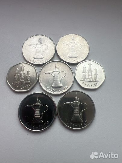 Монеты ОАЭ 50 филсов, 1 дирхам обмен