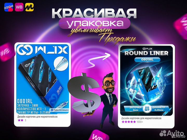 Разработка логотипа, инфографика для маркетплэйсов