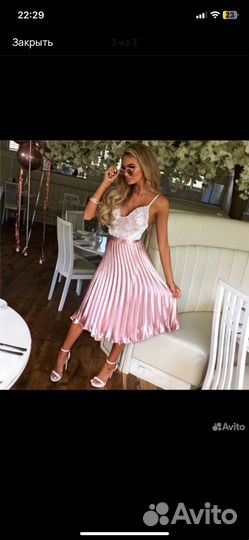 Плиссированная юбка миди нежно розовая